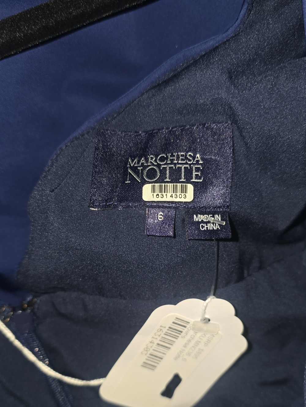 Marchesa Notte Taffeta Ball Gown Navy Blue 6 - Picture 9 of 11